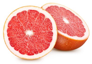 İzole edilmiş greyfurt. Taze organik greyfurt izole kesme yolu. Greyfurt makro stüdyo fotoğrafı.