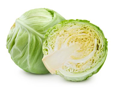 Kabak, izole edilmiş beyaz arka plan. Kesme yolu olan lahana.