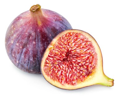 İncir meyvesi. Beyaz arka planda izole edilmiş taze organik incir. Kırpma yolu ile incir