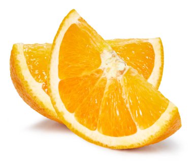 Portakal dilimi izole. Beyaz üzerine turuncu. Tam alan derinliği. kırpma yolu ile