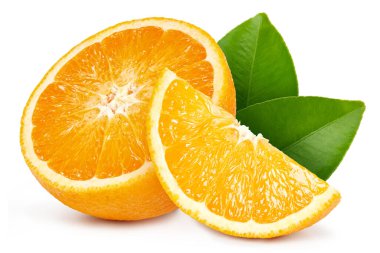 Yapraklı turuncu. Kırpma yolu ile beyaz arkaplanda turuncu. Tasarım ögesi olarak.