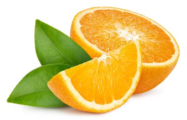 Yapraklı turuncu. Kırpma yolu ile beyaz arkaplanda turuncu. Tasarım ögesi olarak.