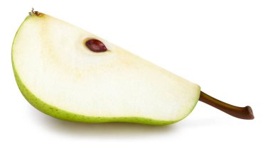 Armut dilimleme yolu. Armut beyaz arkaplanda izole edildi