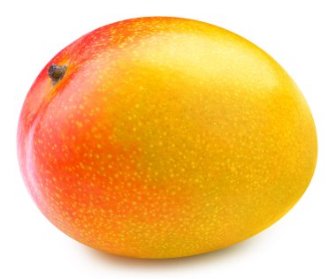 İzole edilmiş mango. Taze organik mango izole edilmiş kırpma yolu. Mango makro stüdyo fotoğrafı.