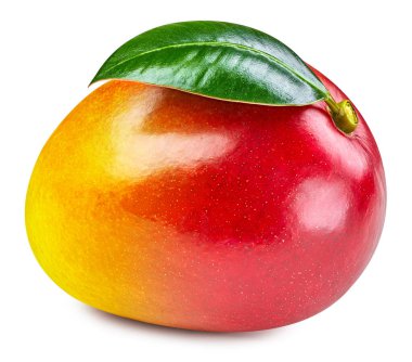 Taze kırmızı mango beyazda izole edilmiş. Mango beyaz arka planda izole edilmiş. kırpma yolu ile mango