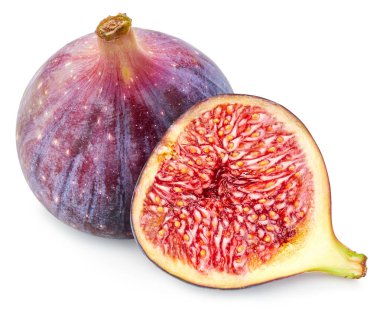 İncir meyvesi. Beyaz arka planda izole edilmiş taze organik incir. Kırpma yolu ile incir