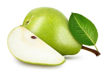 Beyaz arka planda organik armut izole edilmiş. Kırpma yolu ile tam alan derinliği armutu