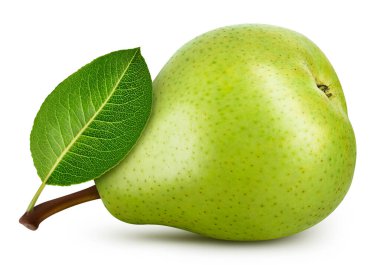 Armutlar. Armutlar beyaz arka planda izole edilmiş. Armut kırpma yolu.