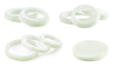 Beyaz arka planda soğan koleksiyonu izole edildi. Soğan Küpleme Yolu. Soğan makro stüdyo fotoğrafı