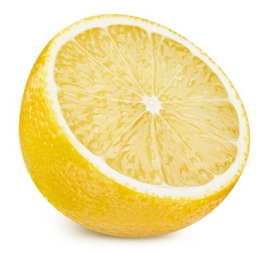 Beyaz arka planda izole edilmiş taze organik Lemon. Limonlu meyve. Kesme yolu olan limon