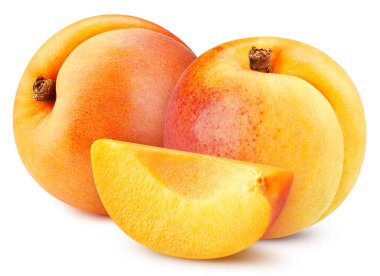 Kayısı. Kırpma yolu beyaz arkaplanda izole edilmiş kayısı. Kayısı organik meyve.