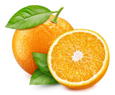 Beyaz arka planda izole edilmiş domates dilimli portakal meyvesi. Kırpma yolu ile turuncu