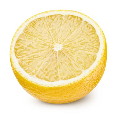 Limon yarısı. Lemon beyaz arka planda izole edilmiş. Limonlu makro
