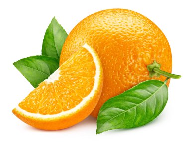 Beyaz arka planda izole edilmiş domates dilimli portakal meyvesi. Kırpma yolu ile turuncu