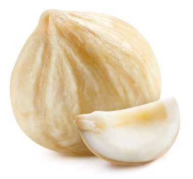 Fındıklı beyaz arka plan. Fındık Kırpma Yolu. Fındıklı makro stüdyo fotoğrafı.