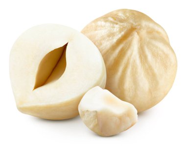 Fındık, beyaz arka planda izole edilmiş. Fındık Kırpma Yolu. Fındıklı makro atış.