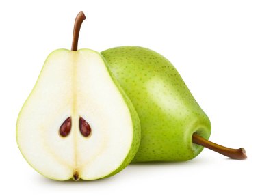 Armut. Yeşil armut beyaz arka planda izole edilmiş. Kırpma yolu ile armut