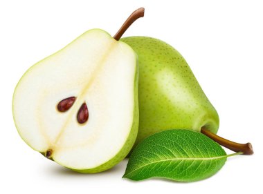 Yapraklı armut. Armut üstüne beyaz. Armut kırpma yolu.