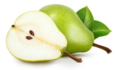 Yapraklı armut. Armut üstüne beyaz. Armut kırpma yolu.