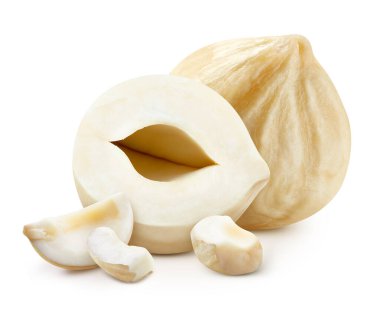 Fındık. Fındık, beyaz arka planda izole edilmiş. Fındıklı makro. kırpma yolu ile