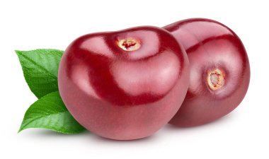 Kiraz. Beyaz arka planda izole edilmiş kiraz. Kiraz Kırpma yolu.