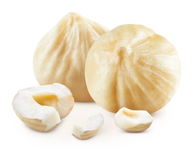 Fındık. Fındık, beyaz arka planda izole edilmiş. Kesme yolu olan fındık