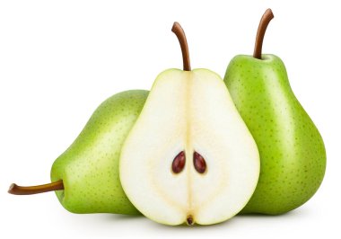 Armut. Armut, beyaz arka planda izole edilmiş. Armut makrosu. Armut kırpma yolu