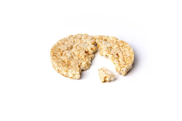 Сломанные Здоровые Сломанные Рисовые Пироги Белом Фоне — стоковое фото