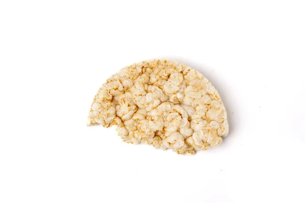 Μισό Σπασμένο Υγιεινό Διογκωμένο Ρύζι Κέικ Απομονώνονται Λευκό Backgrou — Φωτογραφία Αρχείου