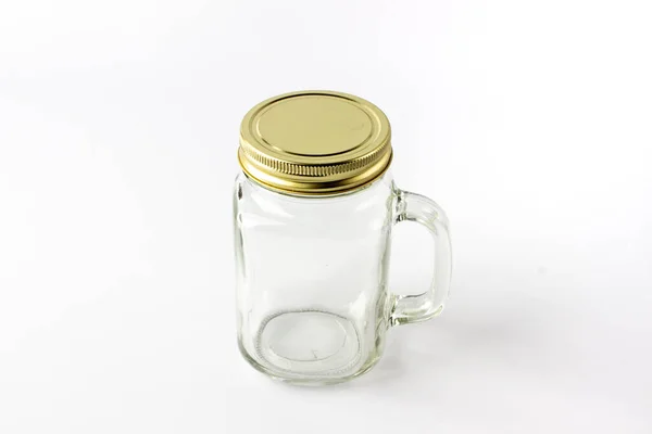 Διαφανές Άδειο Δοχείο Χυμού Smoothy Ποτήρι Χυμού Λευκό Φόντο — Φωτογραφία Αρχείου