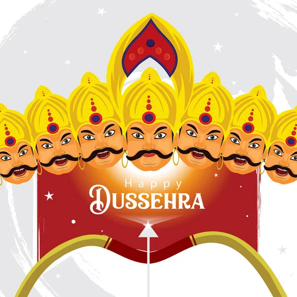 Ilustración Ravan Para Feliz Festival Dussehra India — Vector de stock