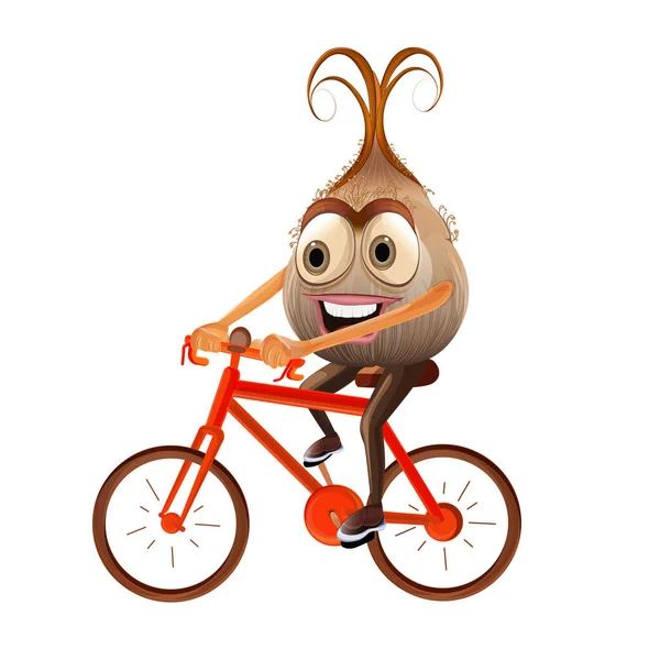 Vector Onion Dessin Animé Vélo — Image vectorielle