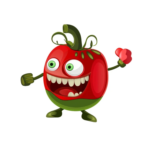 Joyeux Personnage Dessin Animé Vectoriel Drôle Combattant Tomate Avec Des — Image vectorielle
