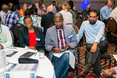 Johannesburg, South Africa - November 28, 2013: Diverse delegates attending a networking and leadership workshop
