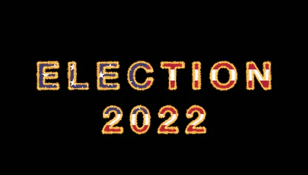 アメリカ選挙2022テキスト炎黒の背景にアメリカ国旗と効果 — ストック写真