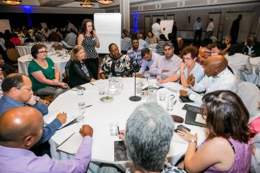 Johannesburg, South Africa - November 28, 2013: Diverse delegates attending a networking and leadership workshop