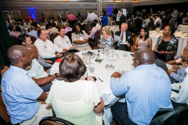 Johannesburg, South Africa - November 28, 2013: Diverse delegates attending a networking and leadership workshop