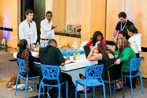 stock image Johannesburg, South Africa - February 24, 2014: Diverse College students attending a business leadership workshop