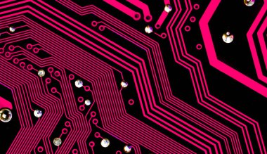 Yeşil PC devre kartındaki yazdırılmış kabloları kapat