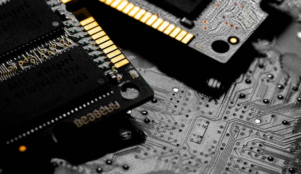 Makro Close Computer Ram Chip Random Access Memory Chip Slot — Stock fotografie