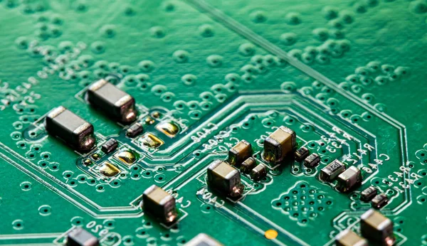 Macro Close Printed Wiring Circuit Board Modem Router — Stockfoto