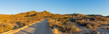 Güney Afrika 'nın Namaqualand bölgesindeki çakıllı toprak yol