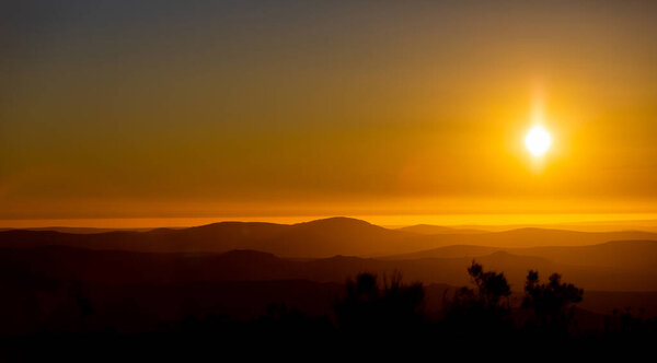 Dramatic sunset view of mountains in the Namaqualand region of South Africa