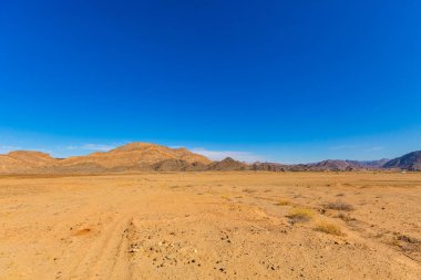 Richtersveld Ulusal Parkı 'nda seyrek çöl manzarası, Güney Afrika' nın çorak bölgesi.