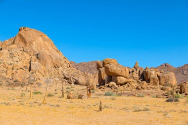 Richtersveld Ulusal Parkı 'nda alışılmadık kaya oluşumları, Güney Afrika' nın çorak bölgesi.