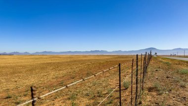 Güney Afrika 'nın Namaqualand bölgesinde çiftçiler tel örgü örüyor.