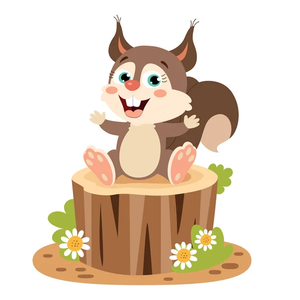 Zeichentrick Illustration Eines Eichhörnchens — Stockvektor