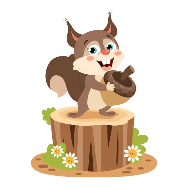 Ilustração Dos Desenhos Animados Esquilo — Vetor de Stock