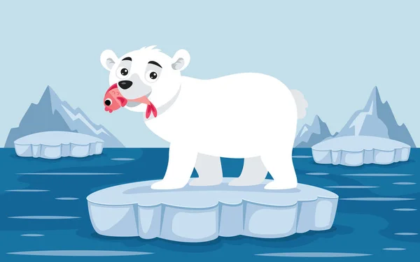 Cartoon Illustration Polar Bear — Stock Vector