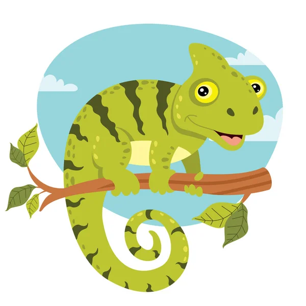 Tecknad Illustration Kameleont — Stock vektor